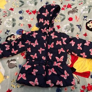 Carter's Navy and Pink Butterfly Puffer Jacket